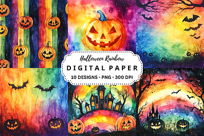 Watercolor Halloween Rainbow Background 3d animation branding graphic design logo motion graphics mugs ui