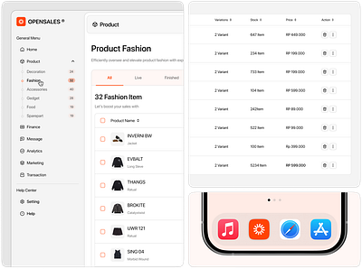 Fashion Product - Sales Management Dashboard action add product crm dashboard ecommerce ecommerce fashion web app list marketplace online store product design product name product pages saas search shop statistic stock store table variations