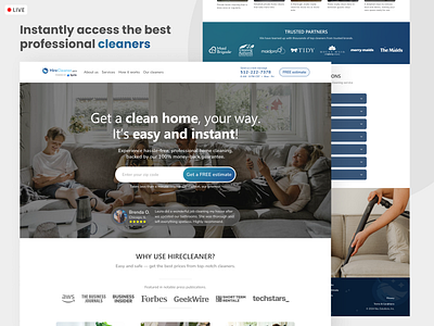 HireCleaner.pro — connecting cleaners and homeowners (live site) product design responsive design saas uiux web design