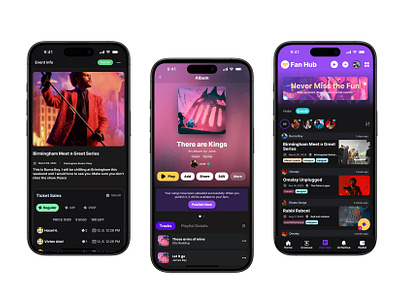 Music, Events and ticket on Grooveup Mobile - Dark mode booking events mobile music ticket