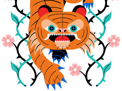 Tipu's Tiger 2024 colour design editorial illustration print risograph tiger