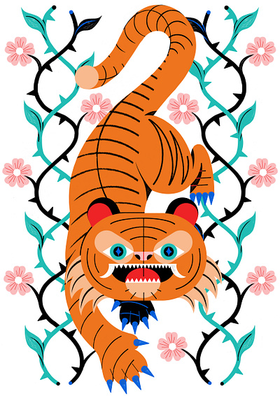 Tipu's Tiger 2024 colour design editorial illustration print risograph tiger