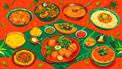 A Feast of Flavors: Celebrating Indian Cuisine graphic design illustration