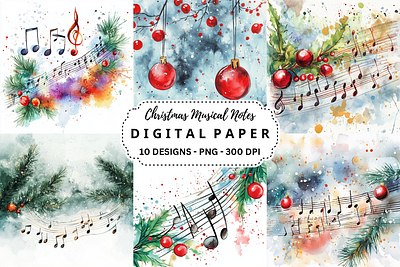 Christmas Musical Notes Background 3d animation branding christmas graphic design logo motion graphics paitings pictures ui