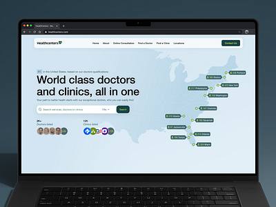 Healthcenters Website call to action clean design health illustration landing landing page medicine modern ui