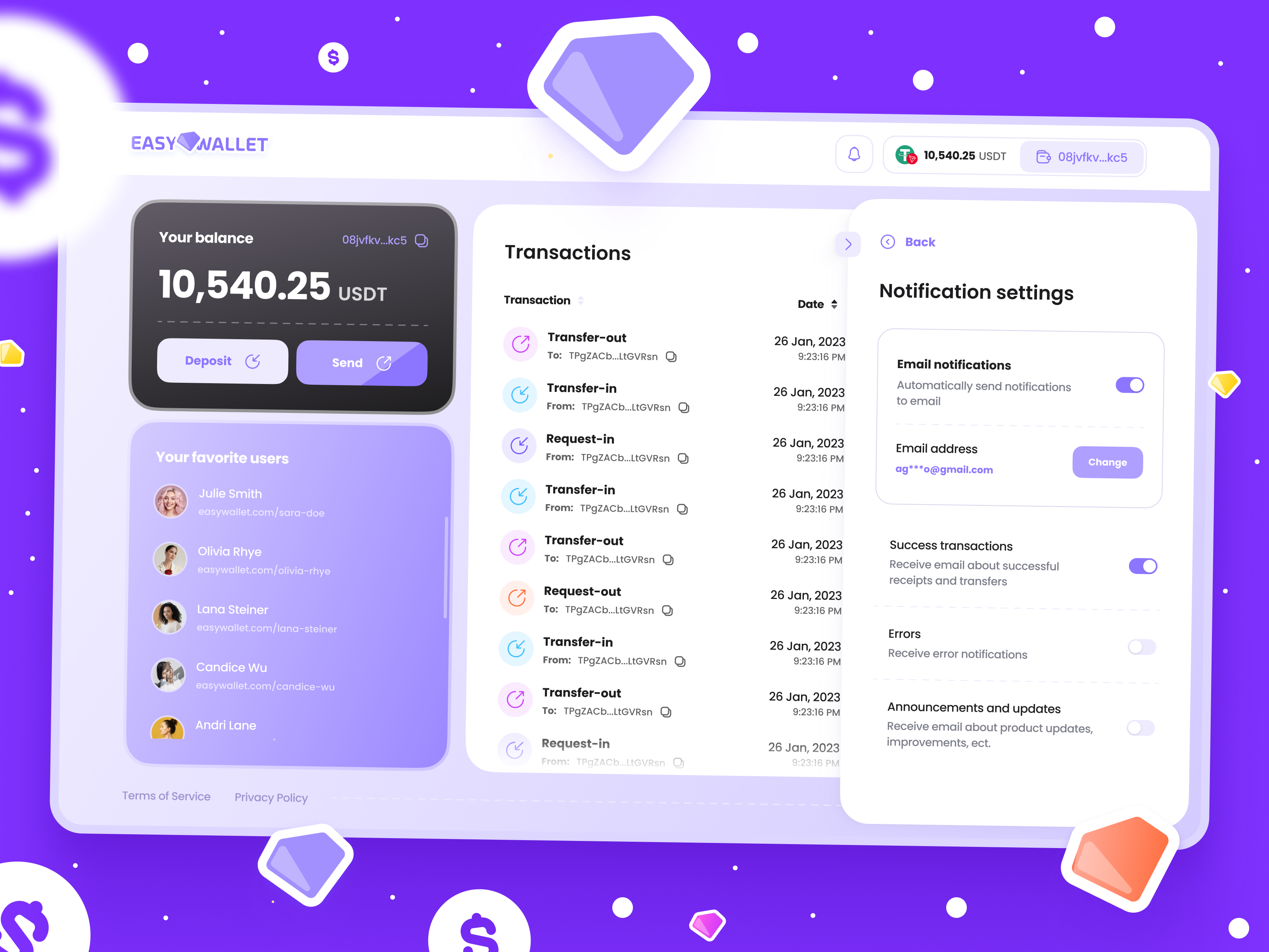 Example of Crypto Dashboard / D App UI Sprint