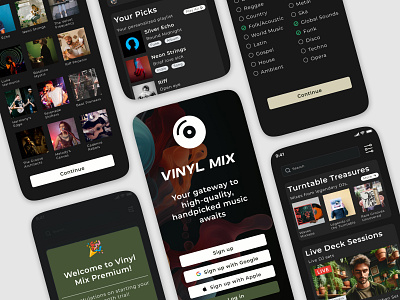 Vinyl Mix onboarding to premium subscription ios media app mobile music product design ui ux uxui