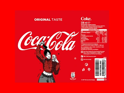 Coca-Cola Label can coca cola coke cola girl illustration label label design production soda