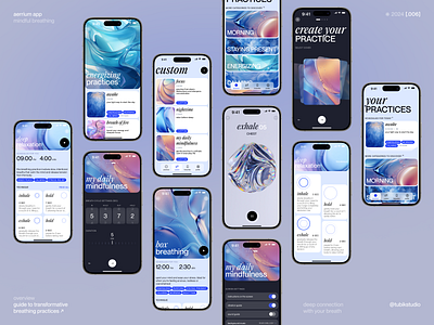 Breathing Techniques Mobile App Design app design app screens application application screens branding breathing design graphic design illustration interaction design interface mobile design mobile screens mobile ui ui user experience user interface ux ux design web design