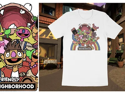 My Friendly Neighborhood - Group Illustration apparel cartoon cartoon show character art classic cartoon gamer gritty illustration hand drawn handmade horror game illustration kids illustration kids show merch sesame street shirt video game vintage