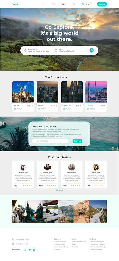 Traveling Agency site adventure booking clean design customer reviews destination explore holiday landing page minimalist modern design responsive design tour packages tourism travel agency travel deals travel website uiux design user interface vacation web design