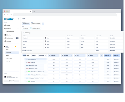 ☁️ Doofer - SaaS estimation design saas table ui uiux design ux