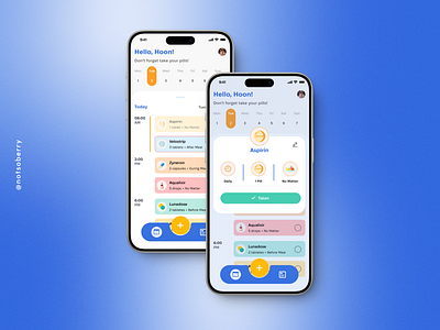 IPILL — Medication Management App (2024) android app blue calendar health healthcare app home screen ios managment medical medication medicine orange pills ui uiux ux