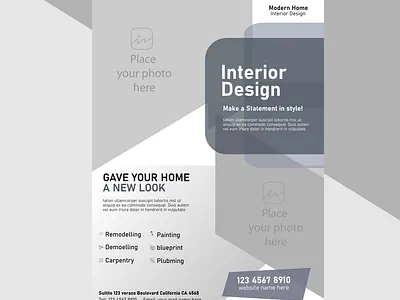 Modern and Versatile: Grey Flyer Design Graphics & Templates minimalistic design