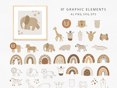 SAFARI ANIMALS clipart and patterns by PolikarpovaArt on Dribbble