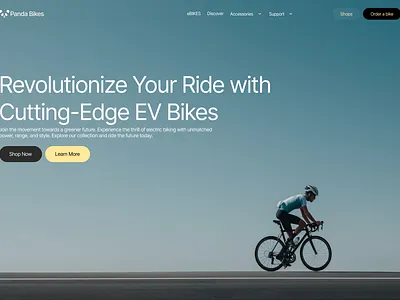 Panda Ebike : electric bycycles 3d bicycle transport ebike electric bike figma landing page logo ui ux desiugn website design
