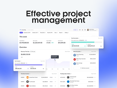 Effective Project Management | SaaS | Landing Page | UI/UX Desig branding design figma hero illustration landing page logo main page project management saas startup ui uiux ux web design webflow website