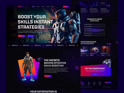 Game Boosting Landing Page apps boosting dashboard game gameboosting landing page mobile app saas ui design uiux uiux designer web designer webdesign website designer