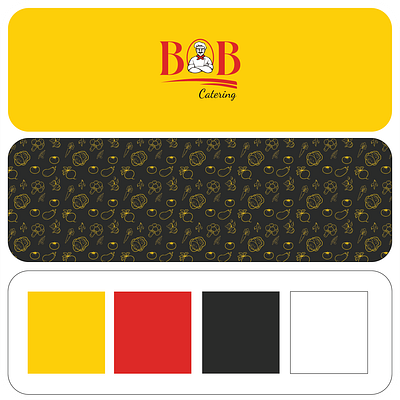 Final logo, colors, and pattern design for BOB catering. affordablebranding bobcatering branding brandingservices cateringbusiness graphic design logo lowbudgetdesign patterndesign