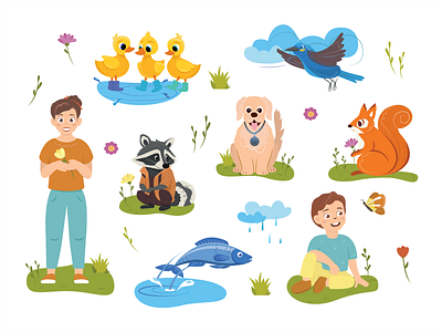 Illustrations for a children's story book illustration vector