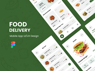 Food Delivery Mobile App UI/UX Design app app design clean delivery delivery app design food food app food delivery food delivery app mobile mobile app mobile app design restaurant app ui ui design uiux ux