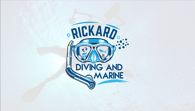 RICKARD DIVING AND MARINE 3d creative logo diving logo logo design marine logo natural logo