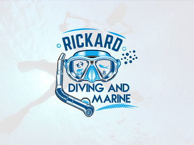 RICKARD DIVING AND MARINE 3d creative logo diving logo logo design marine logo natural logo