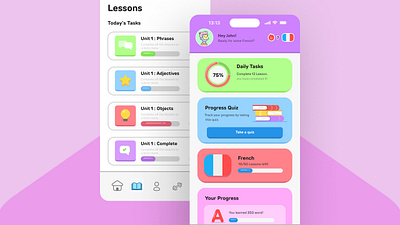 Learning Languages App app design home interface ios app language learning mobile app design ui uiux user experience user friendly user interface ux