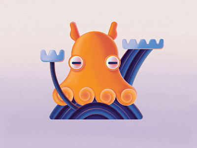 Octopus character character design design digital illustration octopus sea serf serf club wave