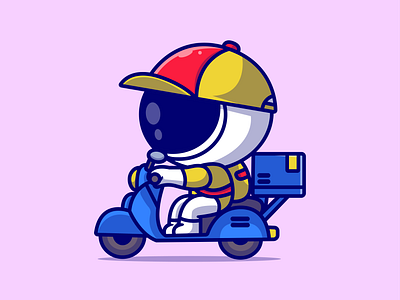 Courier Express art astronaut branding cosmonaut courier cute deliver delivery design express fast illustration kawaii logo mascot rid service shipment ui