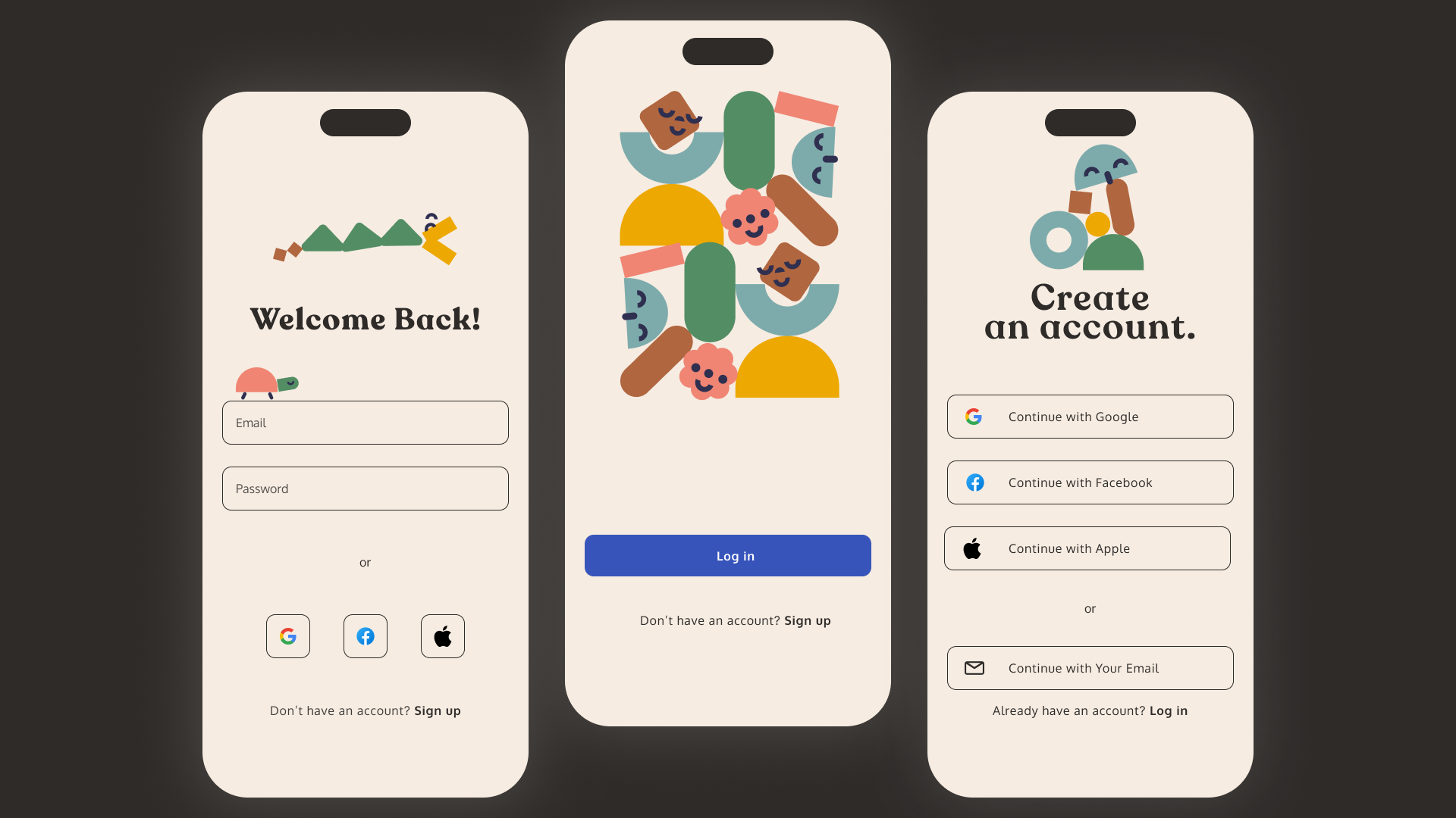 Log in / Sign up Interface figma graphic design ios login interface loginsignin mobile app design ui uiux user experience user interface ux