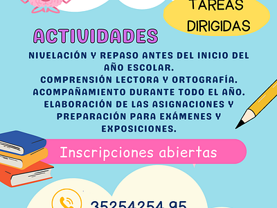 Post para Tareas Dirigidas actividad animacion aprender colegio comprension contacto desing diseño docente escolar estudiar ilustracion incripcion instagram maestro nivelacion ortografia post profesora venta