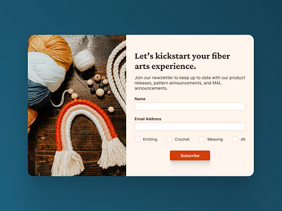 Newsletter Sign Up crochet knitting newsletter sign up ui ui design