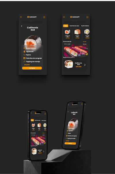 Sushi app graphic design ui