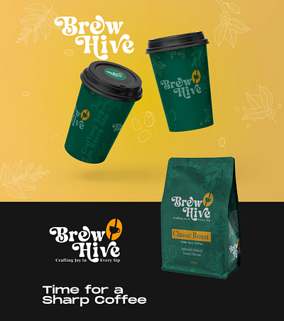 BrewHive Coffee Brand Packaging and Brand Design brand identity branding coffee design graphic design illustration logo package design