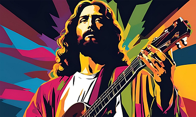 Jesus Rockstar in Pop Art - Cool 3D Stage Performance D3 canva design graphic design illustration