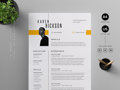 Resume/CV cover letter cv template design illustration professional resume ui us letter vector word