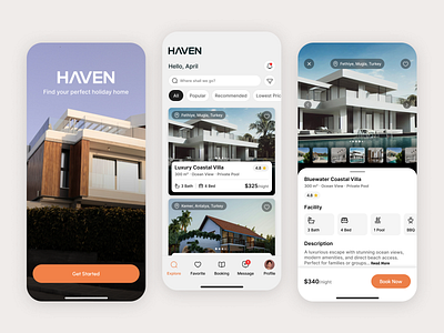 HAVEN - Booking App app design figma ui uiux