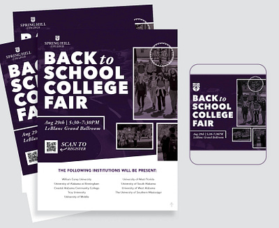 Back to School College Fair brand branding college content design event flyer graphic design nonprofit print social media typography university visual design