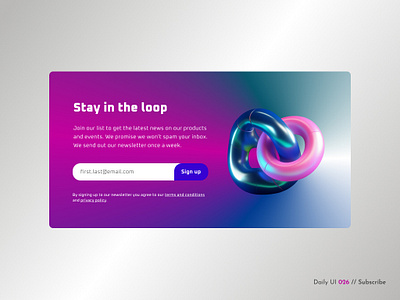 Daily UI Challenge #026 - Subscribe button challenge daily ui daily ui 26 newsletter overlay pop up sign up subscribe subscribe button ui widget
