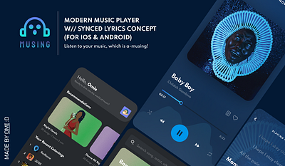 Musing - Modern Music Player for iOS & Android (Figma Design) android app concept design figma ios material ui music music player offline app player songs streaming app ui ux