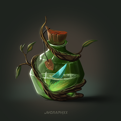 Fantasy Bottle Design [Gem] bottle branding concept conceptart earthly fantasy labeldesign