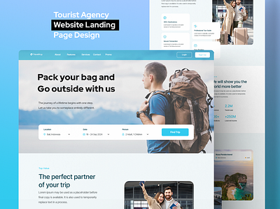 Tourist Agency Website Design android app design app design business website dashboard design e commerce website figma design figma website graphic design landing page landing page design responsive website ui design ui ux design ux design ux research web design website design website redesign