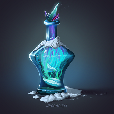 Fantasy Bottle Design [Snow] art artist bottle color conceptdesign fantasyart fantasydesign illustration snow