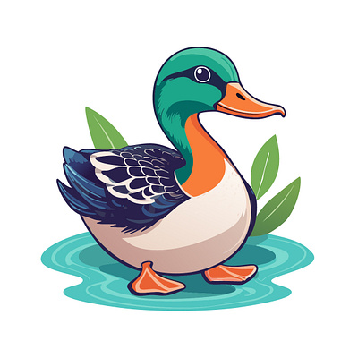 vector illustration of cute duck cartoon cute cartoon illustration mascot logo vector artist vector illustration