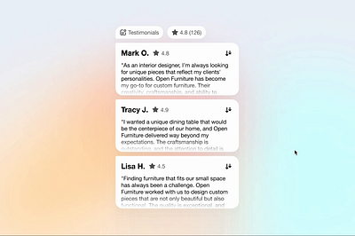 Testimonials animation app branding design dropdown figma gradient graphic design icon illustration logo rating stars testimonials ui ux