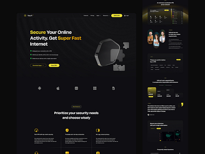 Website Design for Octo Vault cyber security dark theme design project based design remote job sam50 ui uiux user experience user research usert interview