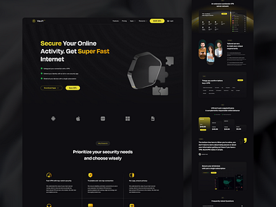 Website Design for Octo Vault cyber security dark theme design project based design remote job sam50 ui uiux user experience user research usert interview