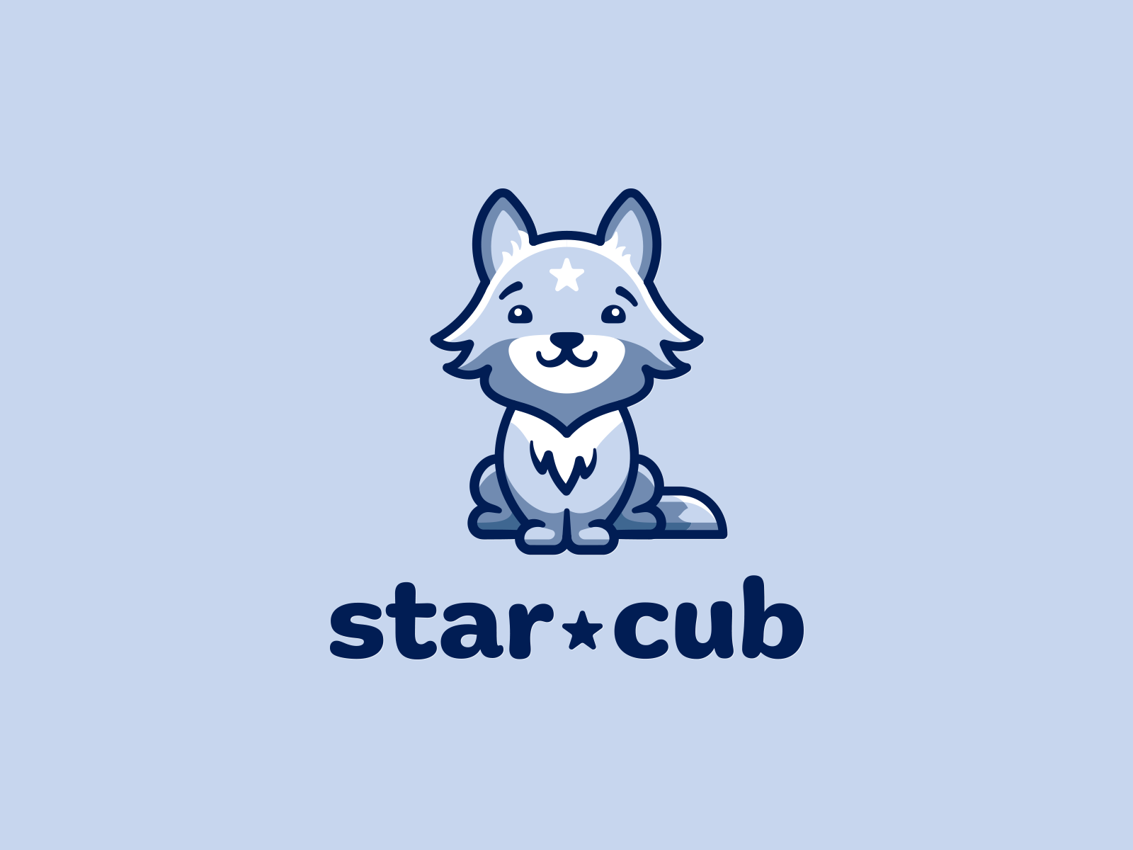 Star-cub ai animal brand cute illustration logo wolf