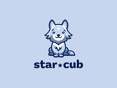 Star-cub ai animal brand cute illustration logo wolf